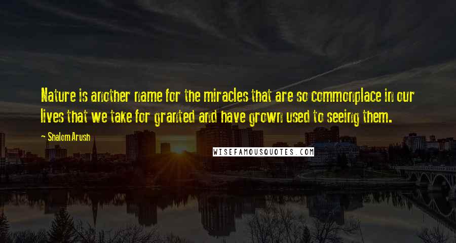Shalom Arush Quotes: Nature is another name for the miracles that are so commonplace in our lives that we take for granted and have grown used to seeing them.