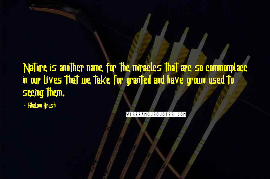 Shalom Arush Quotes: Nature is another name for the miracles that are so commonplace in our lives that we take for granted and have grown used to seeing them.