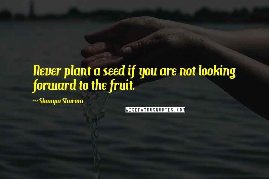 Shampa Sharma Quotes: Never plant a seed if you are not looking forward to the fruit.