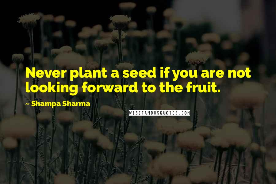 Shampa Sharma Quotes: Never plant a seed if you are not looking forward to the fruit.