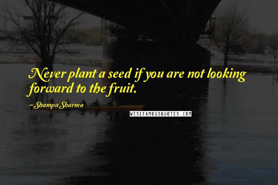 Shampa Sharma Quotes: Never plant a seed if you are not looking forward to the fruit.