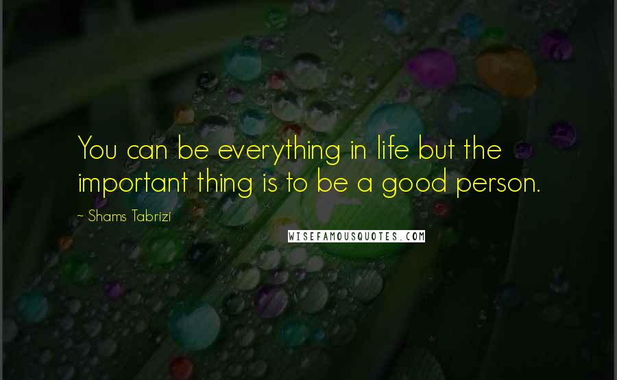 Shams Tabrizi Quotes: You can be everything in life but the important thing is to be a good person.