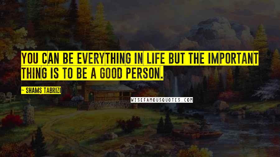 Shams Tabrizi Quotes: You can be everything in life but the important thing is to be a good person.