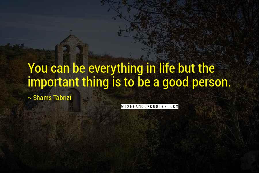 Shams Tabrizi Quotes: You can be everything in life but the important thing is to be a good person.