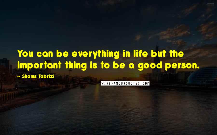 Shams Tabrizi Quotes: You can be everything in life but the important thing is to be a good person.