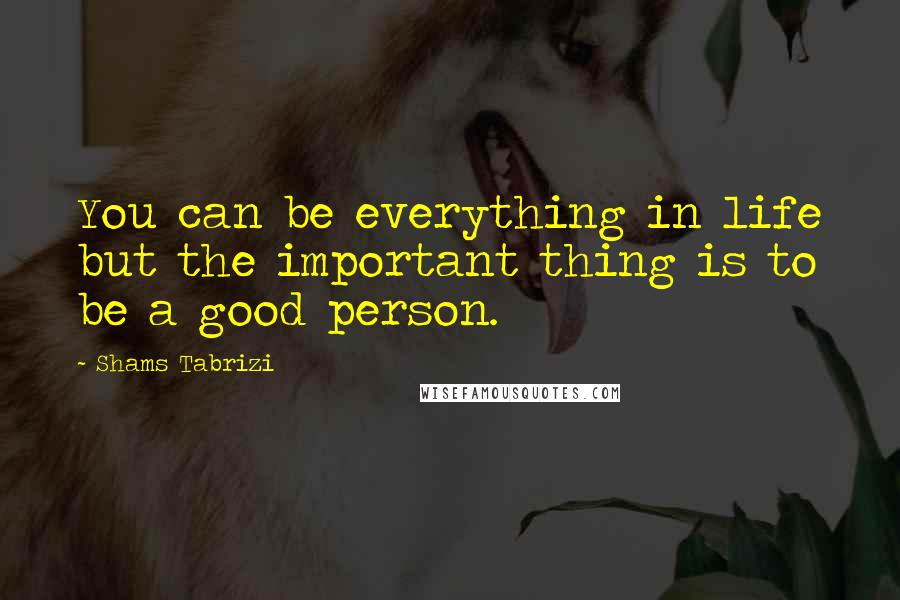 Shams Tabrizi Quotes: You can be everything in life but the important thing is to be a good person.