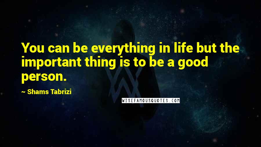 Shams Tabrizi Quotes: You can be everything in life but the important thing is to be a good person.