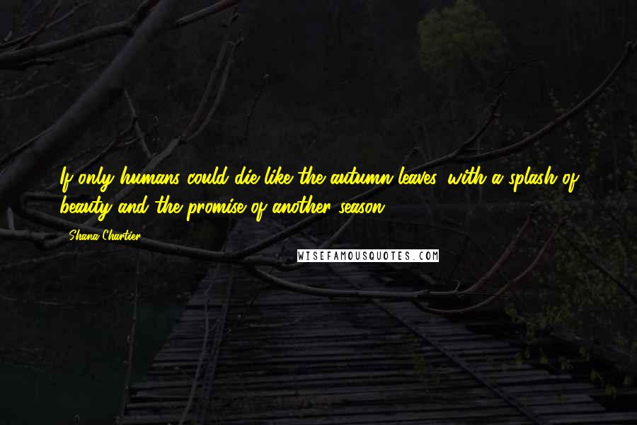 Shana Chartier Quotes: If only humans could die like the autumn leaves, with a splash of beauty and the promise of another season.