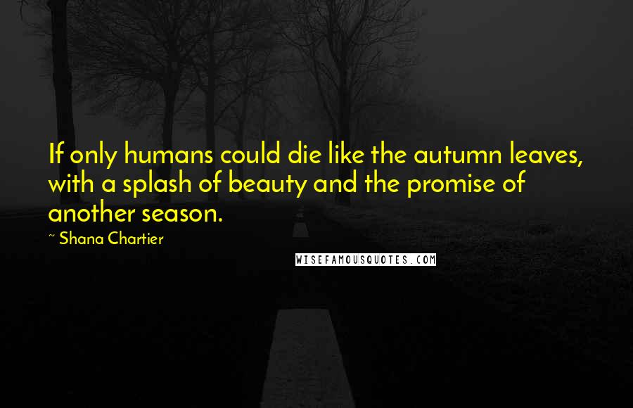 Shana Chartier Quotes: If only humans could die like the autumn leaves, with a splash of beauty and the promise of another season.