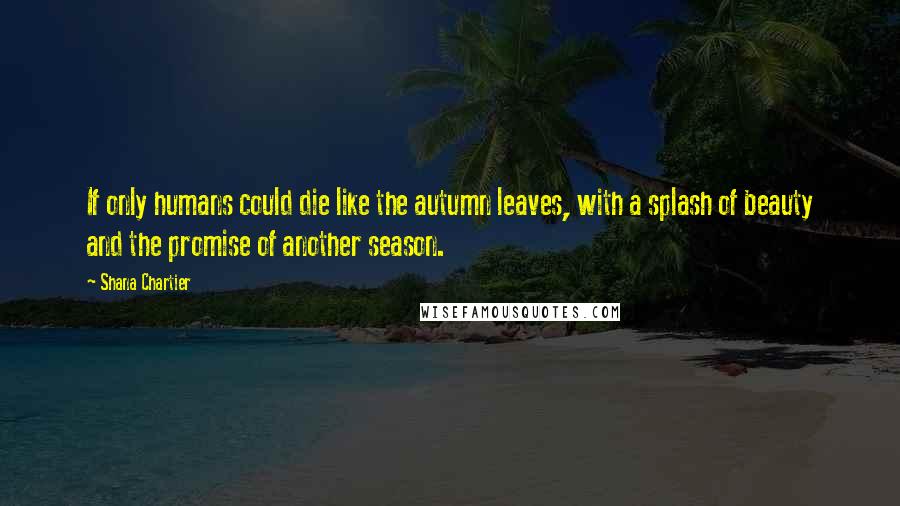 Shana Chartier Quotes: If only humans could die like the autumn leaves, with a splash of beauty and the promise of another season.