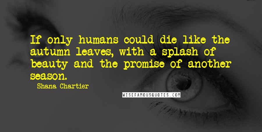 Shana Chartier Quotes: If only humans could die like the autumn leaves, with a splash of beauty and the promise of another season.