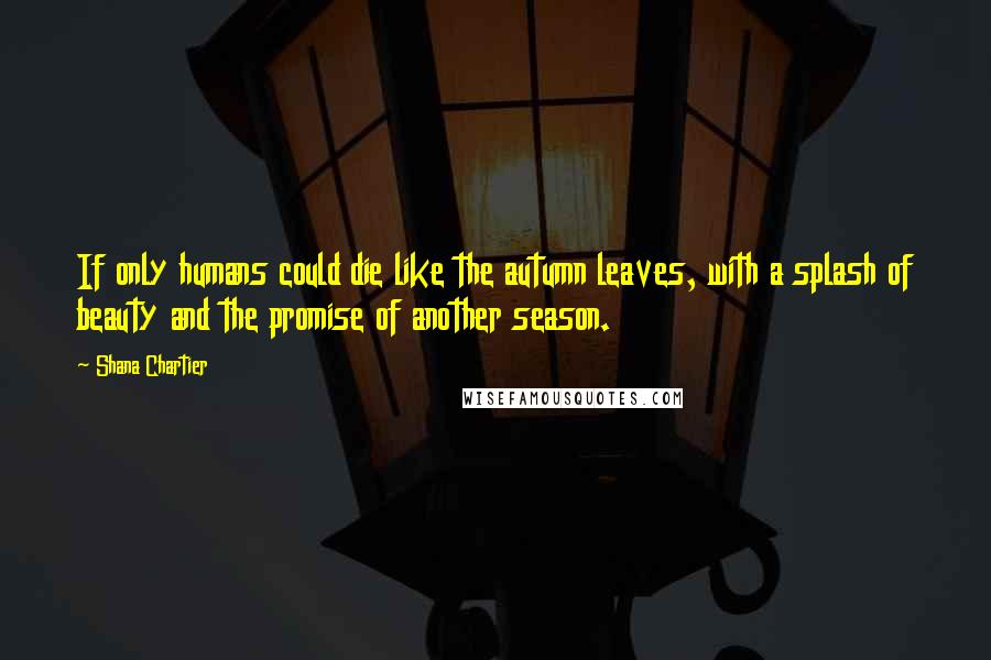 Shana Chartier Quotes: If only humans could die like the autumn leaves, with a splash of beauty and the promise of another season.