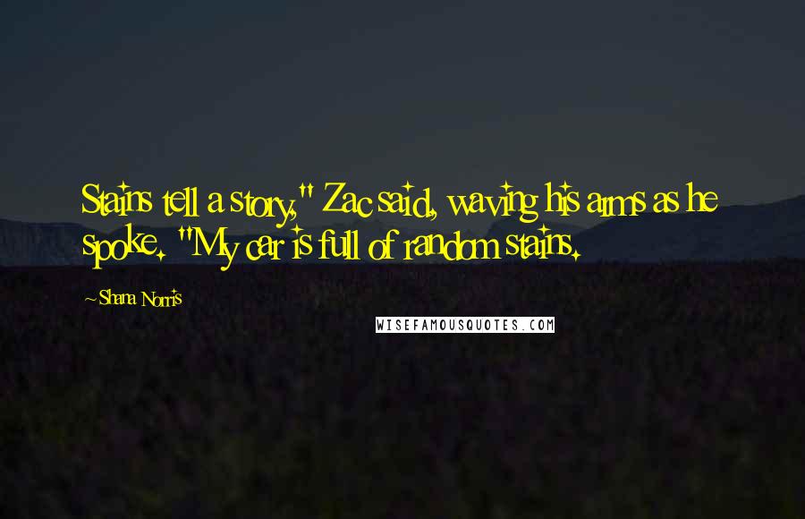 Shana Norris Quotes: Stains tell a story," Zac said, waving his arms as he spoke. "My car is full of random stains.