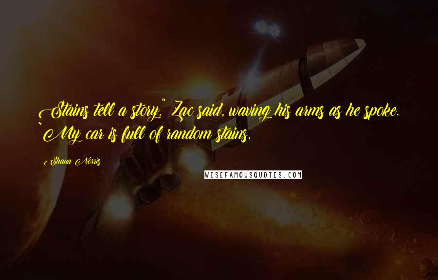 Shana Norris Quotes: Stains tell a story," Zac said, waving his arms as he spoke. "My car is full of random stains.