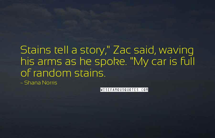 Shana Norris Quotes: Stains tell a story," Zac said, waving his arms as he spoke. "My car is full of random stains.
