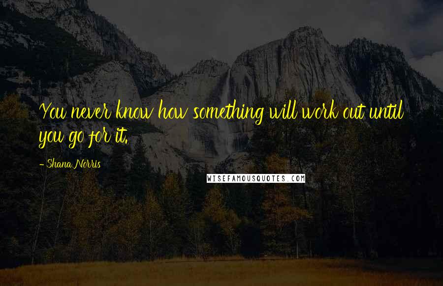 Shana Norris Quotes: You never know how something will work out until you go for it.