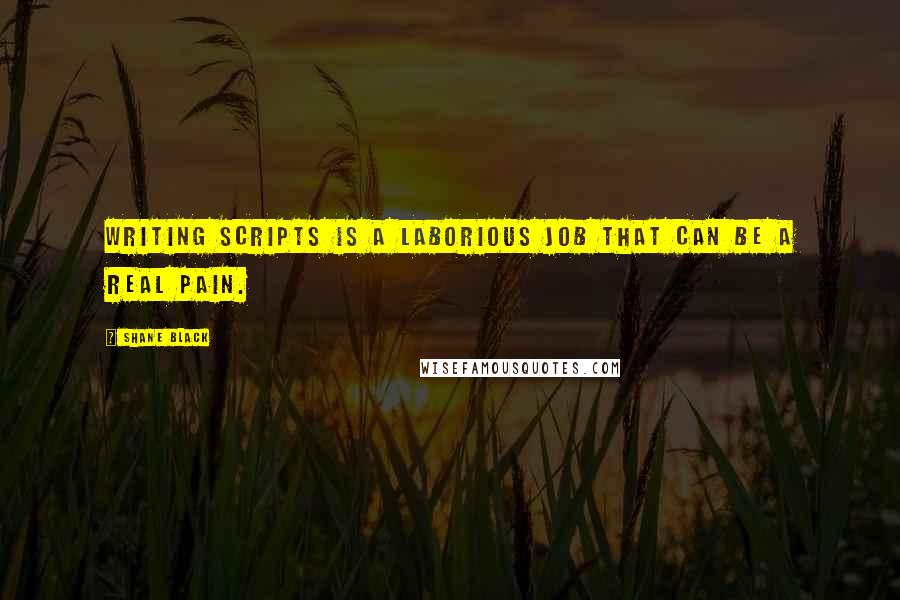 Shane Black Quotes: Writing scripts is a laborious job that can be a real pain.