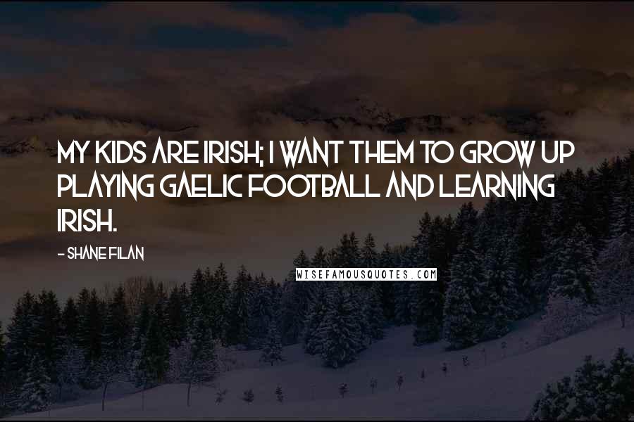 Shane Filan Quotes: My kids are Irish; I want them to grow up playing Gaelic football and learning Irish.