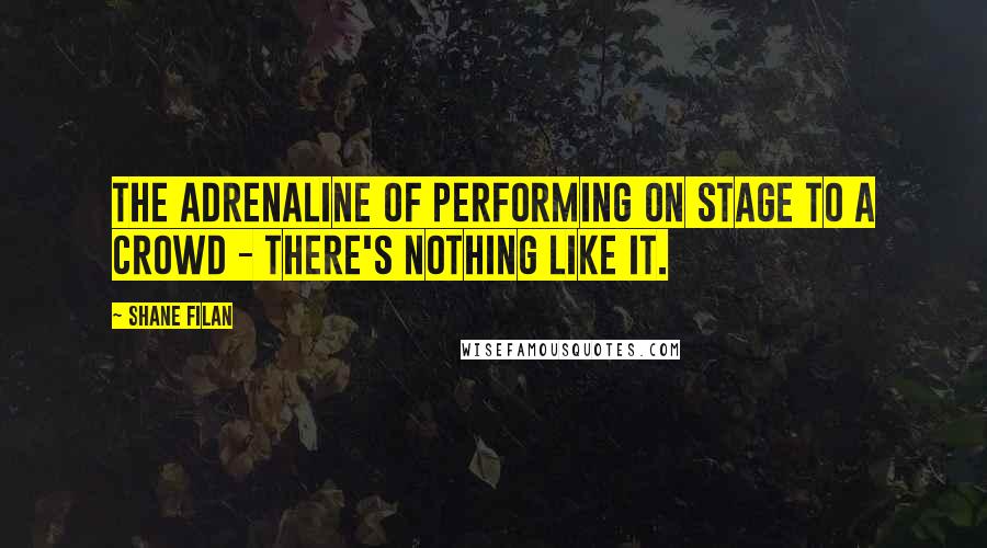 Shane Filan Quotes: The adrenaline of performing on stage to a crowd - there's nothing like it.