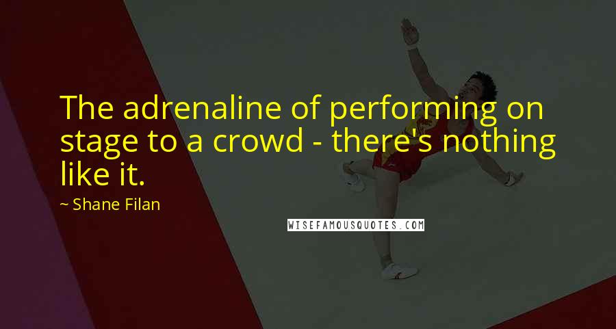 Shane Filan Quotes: The adrenaline of performing on stage to a crowd - there's nothing like it.