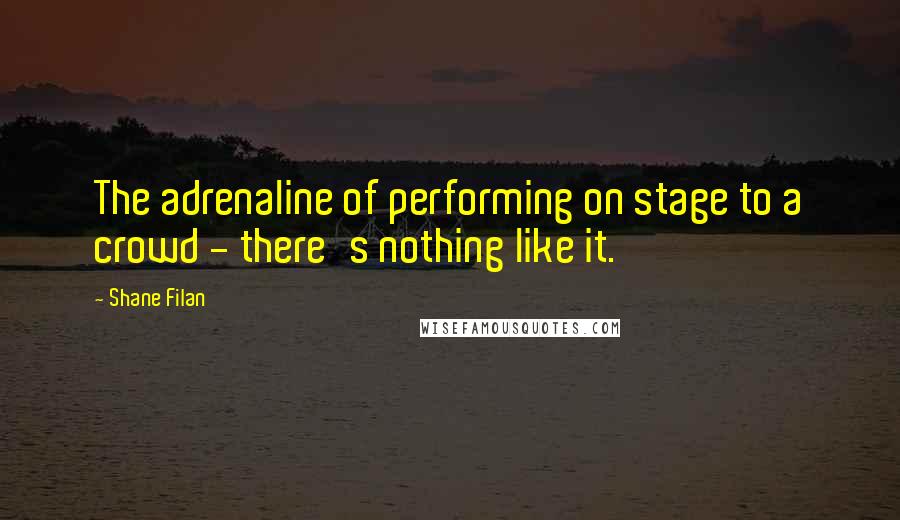 Shane Filan Quotes: The adrenaline of performing on stage to a crowd - there's nothing like it.