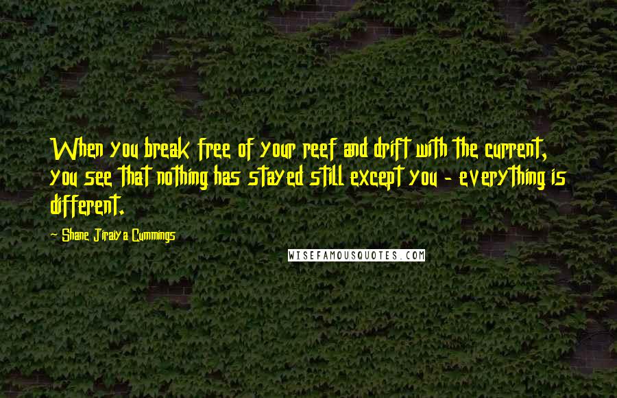 Shane Jiraiya Cummings Quotes: When you break free of your reef and drift with the current, you see that nothing has stayed still except you - everything is different.