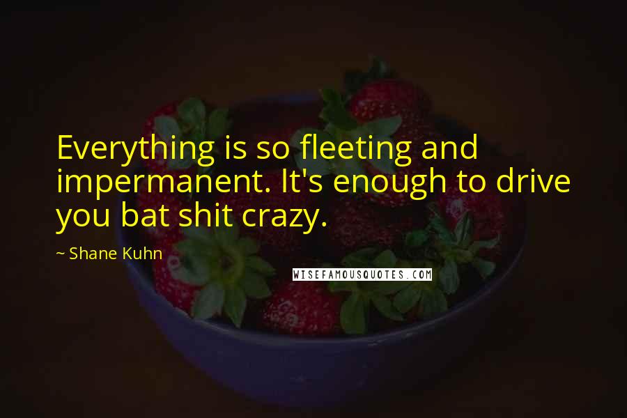 Shane Kuhn Quotes: Everything is so fleeting and impermanent. It's enough to drive you bat shit crazy.