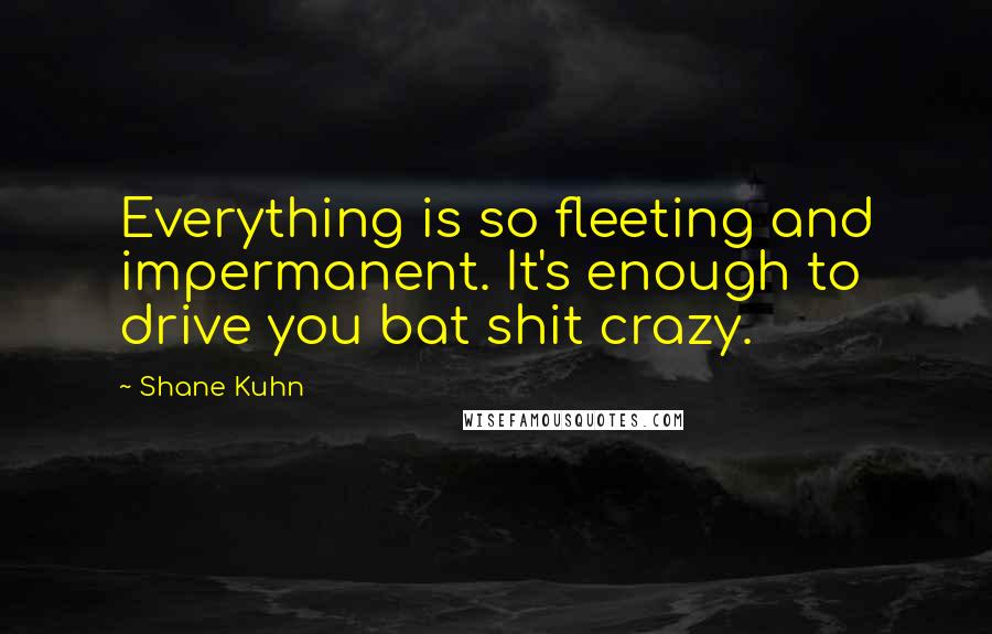 Shane Kuhn Quotes: Everything is so fleeting and impermanent. It's enough to drive you bat shit crazy.