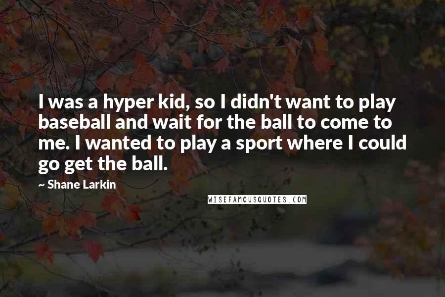 Shane Larkin Quotes: I was a hyper kid, so I didn't want to play baseball and wait for the ball to come to me. I wanted to play a sport where I could go get the ball.