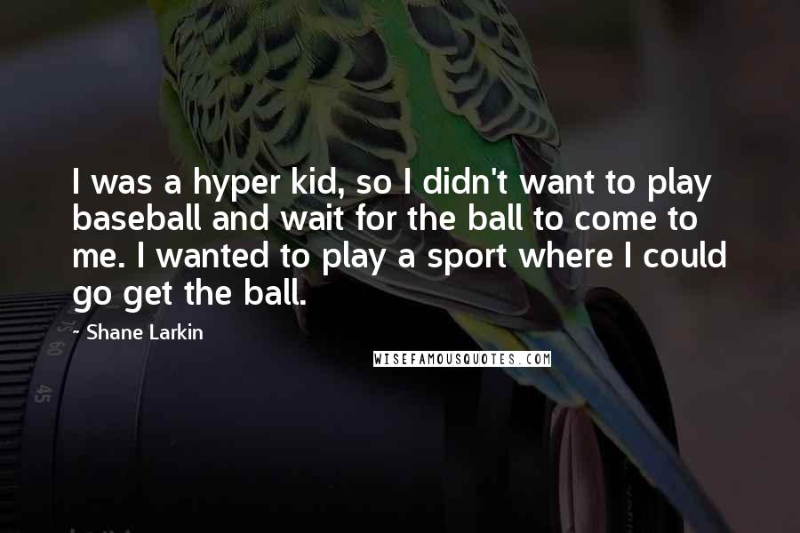 Shane Larkin Quotes: I was a hyper kid, so I didn't want to play baseball and wait for the ball to come to me. I wanted to play a sport where I could go get the ball.