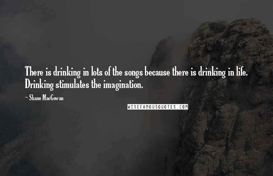 Shane MacGowan Quotes: There is drinking in lots of the songs because there is drinking in life. Drinking stimulates the imagination.