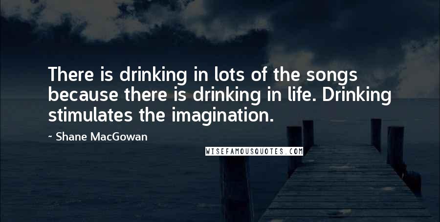 Shane MacGowan Quotes: There is drinking in lots of the songs because there is drinking in life. Drinking stimulates the imagination.