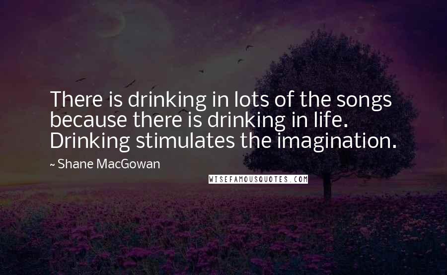 Shane MacGowan Quotes: There is drinking in lots of the songs because there is drinking in life. Drinking stimulates the imagination.