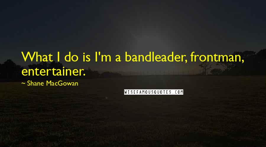 Shane MacGowan Quotes: What I do is I'm a bandleader, frontman, entertainer.