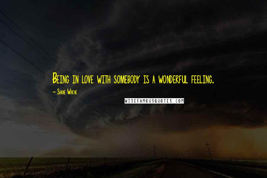 Shane Warne Quotes: Being in love with somebody is a wonderful feeling.