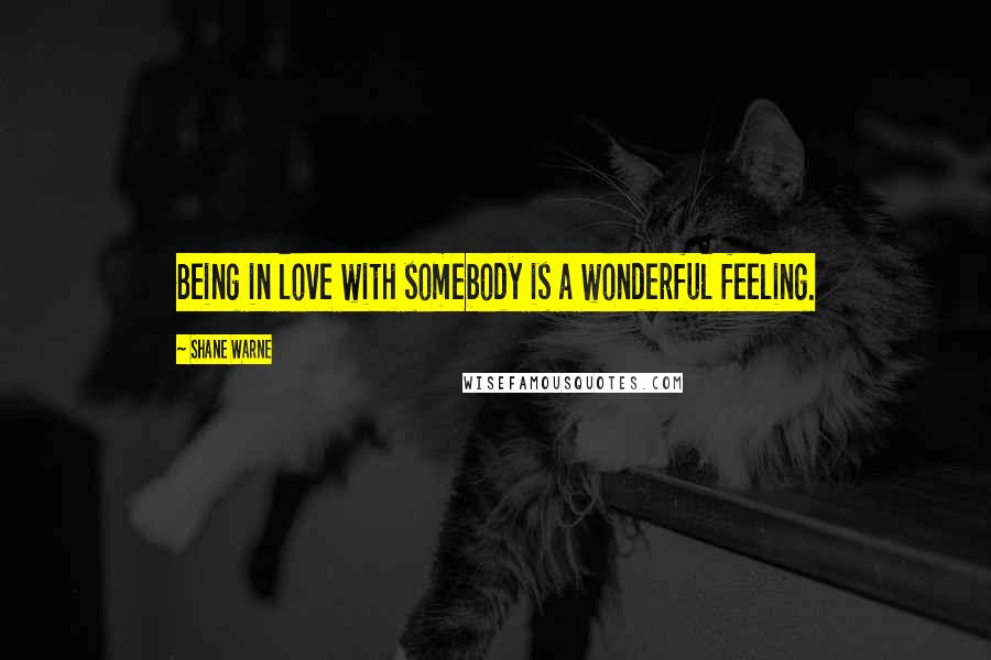 Shane Warne Quotes: Being in love with somebody is a wonderful feeling.