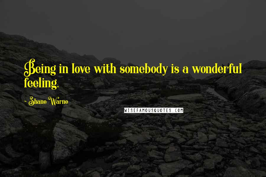 Shane Warne Quotes: Being in love with somebody is a wonderful feeling.