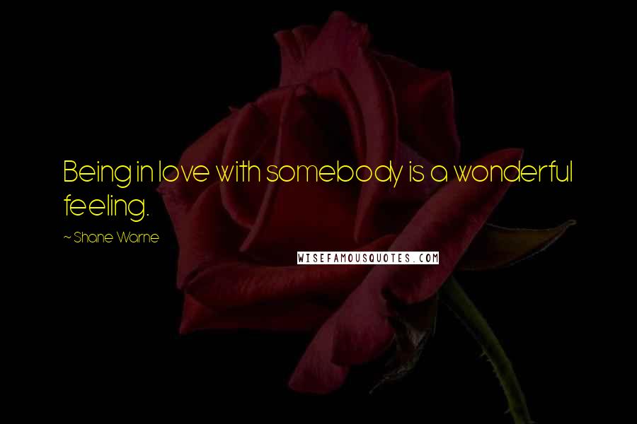 Shane Warne Quotes: Being in love with somebody is a wonderful feeling.