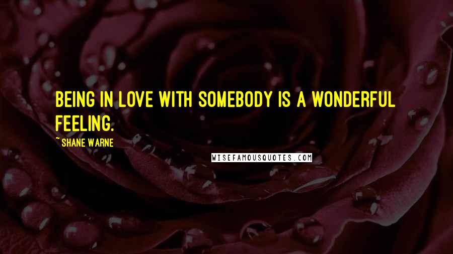 Shane Warne Quotes: Being in love with somebody is a wonderful feeling.