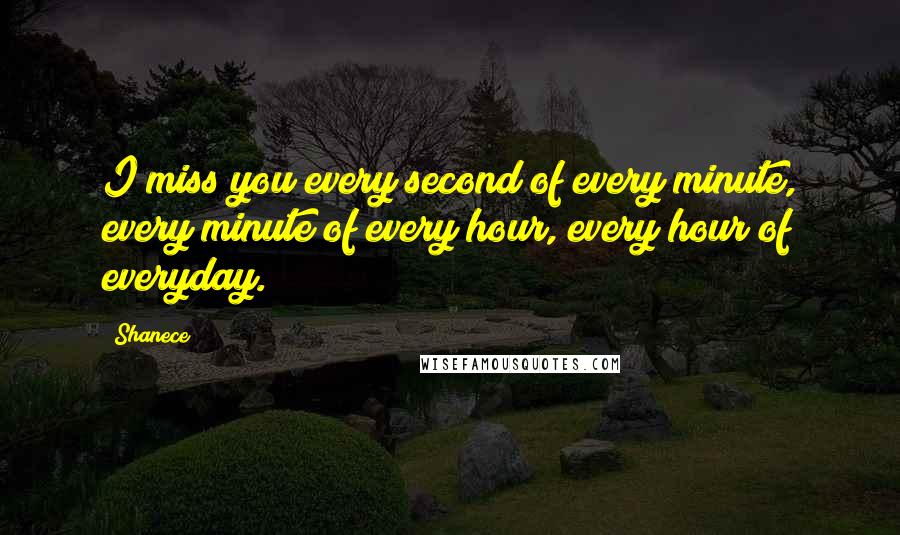 Shanece Quotes: I miss you every second of every minute, every minute of every hour, every hour of everyday.