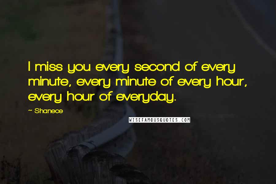 Shanece Quotes: I miss you every second of every minute, every minute of every hour, every hour of everyday.