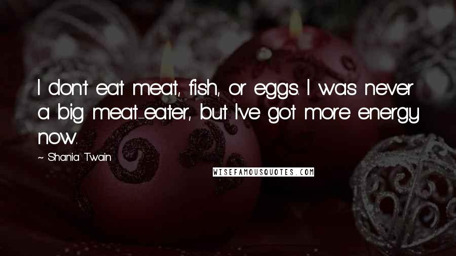 Shania Twain Quotes: I don't eat meat, fish, or eggs. I was never a big meat-eater, but I've got more energy now.