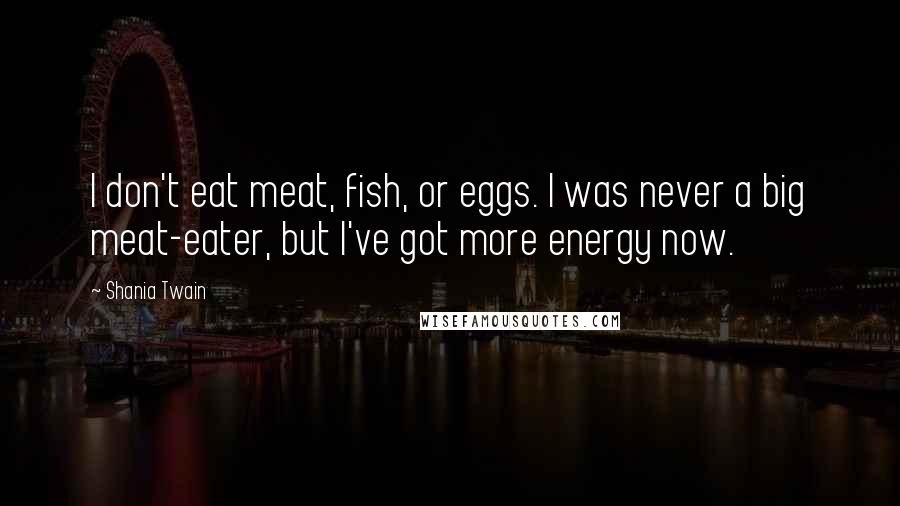 Shania Twain Quotes: I don't eat meat, fish, or eggs. I was never a big meat-eater, but I've got more energy now.