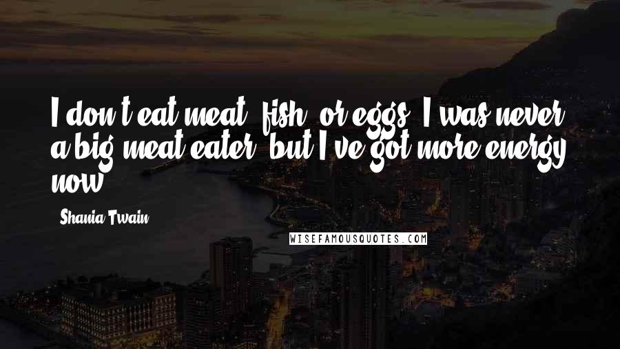 Shania Twain Quotes: I don't eat meat, fish, or eggs. I was never a big meat-eater, but I've got more energy now.