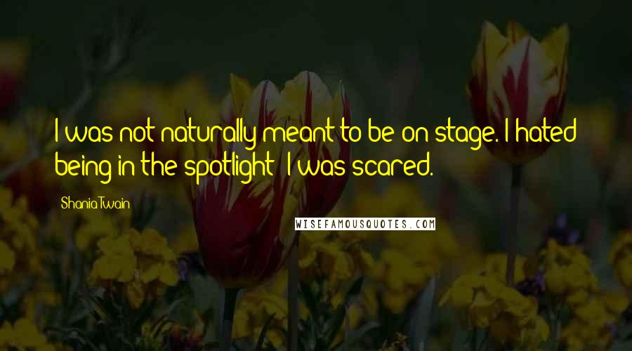 Shania Twain Quotes: I was not naturally meant to be on stage. I hated being in the spotlight; I was scared.