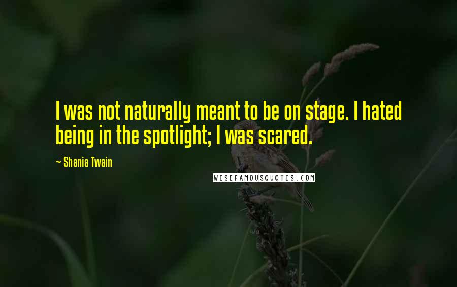 Shania Twain Quotes: I was not naturally meant to be on stage. I hated being in the spotlight; I was scared.