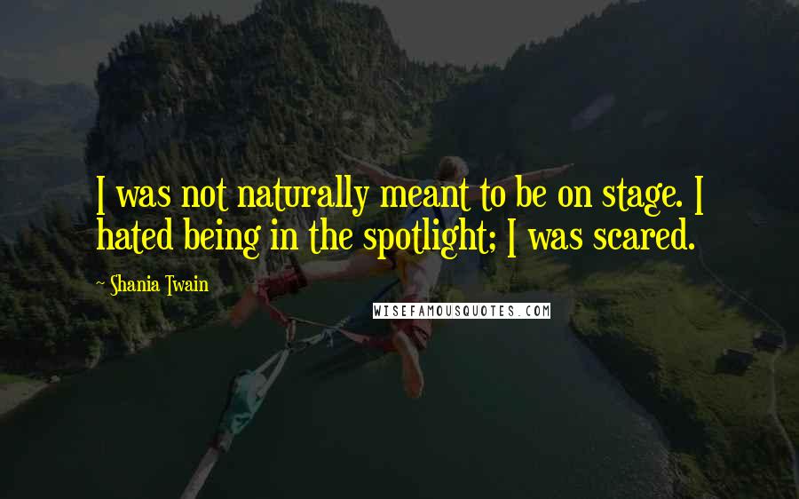 Shania Twain Quotes: I was not naturally meant to be on stage. I hated being in the spotlight; I was scared.