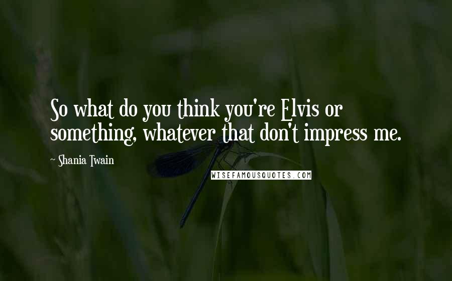 Shania Twain Quotes: So what do you think you're Elvis or something, whatever that don't impress me.