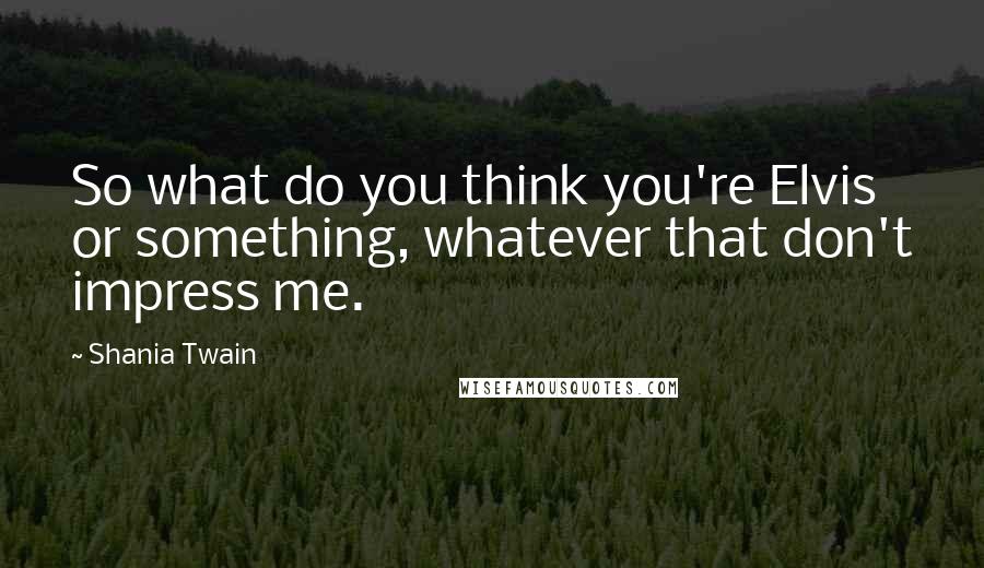 Shania Twain Quotes: So what do you think you're Elvis or something, whatever that don't impress me.