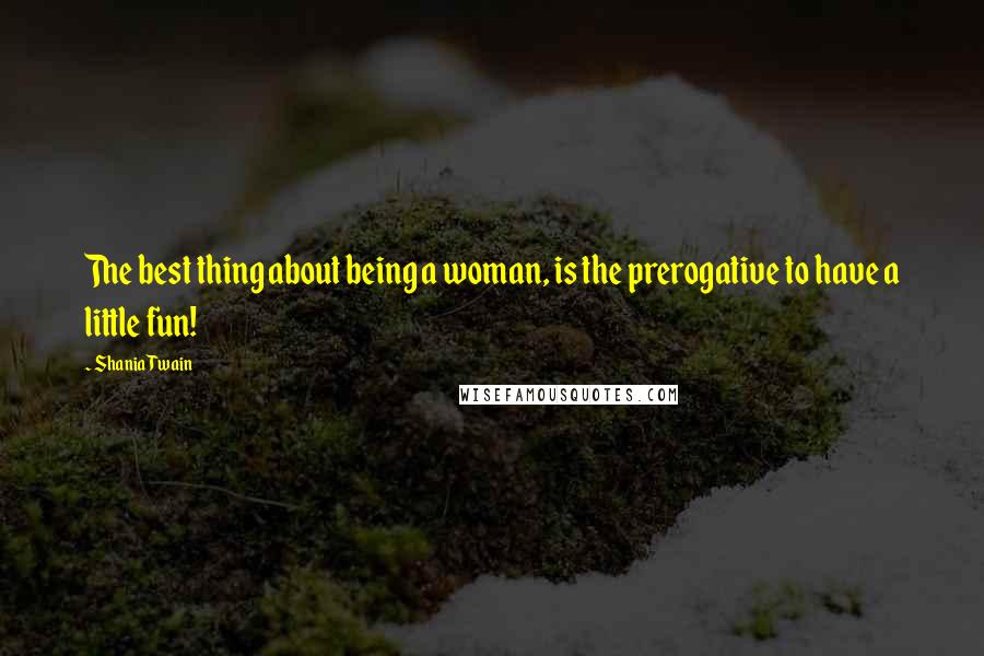 Shania Twain Quotes: The best thing about being a woman, is the prerogative to have a little fun!